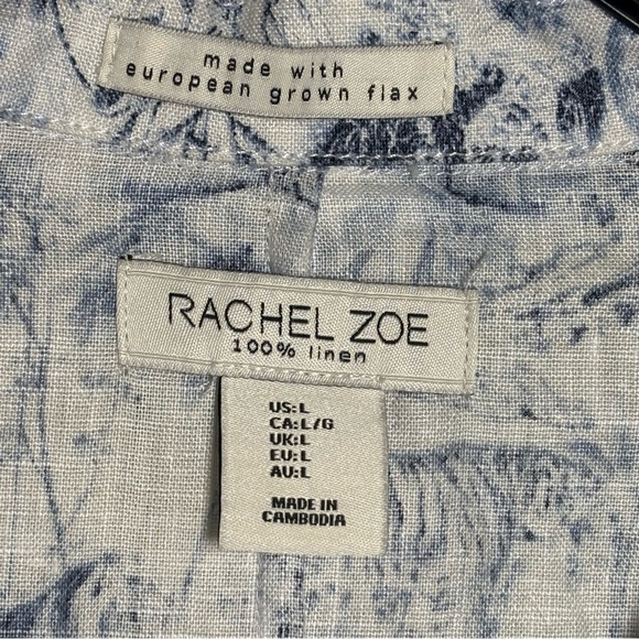 Rachel Zoe Safari Print Belted Button-Down Top Blue White Women’s Size S White - Picture 6 of 15